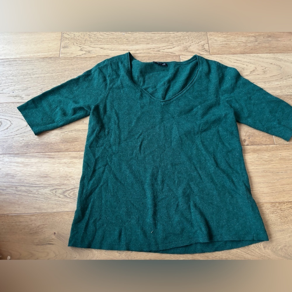 Eileen Fisher Deep Green V-Neck Sweater